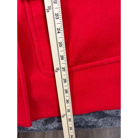 J. Crew Wool Blend Lined Faux Fur Hooded Coat Jacket Pockets Red Women's 4 - Picture 10 of 13